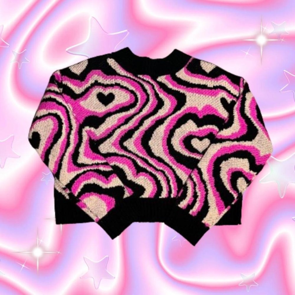 Groovy Heart Sweater Pink Cream